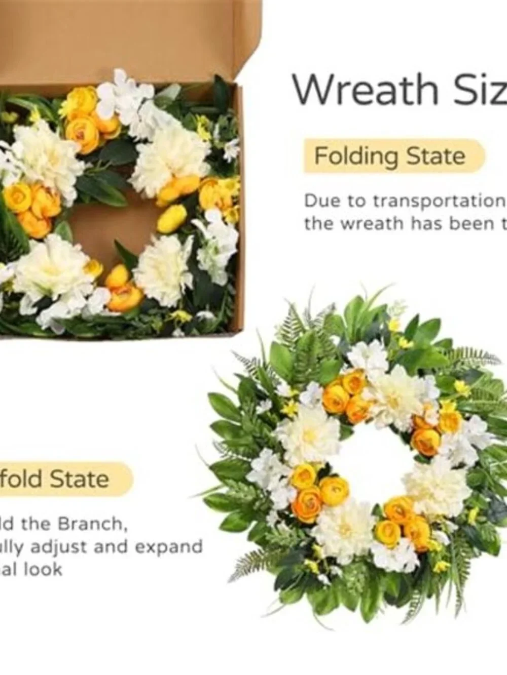 24 Inch Spring Wreath Floral with Peony Ranunculus Hydrangea Flower